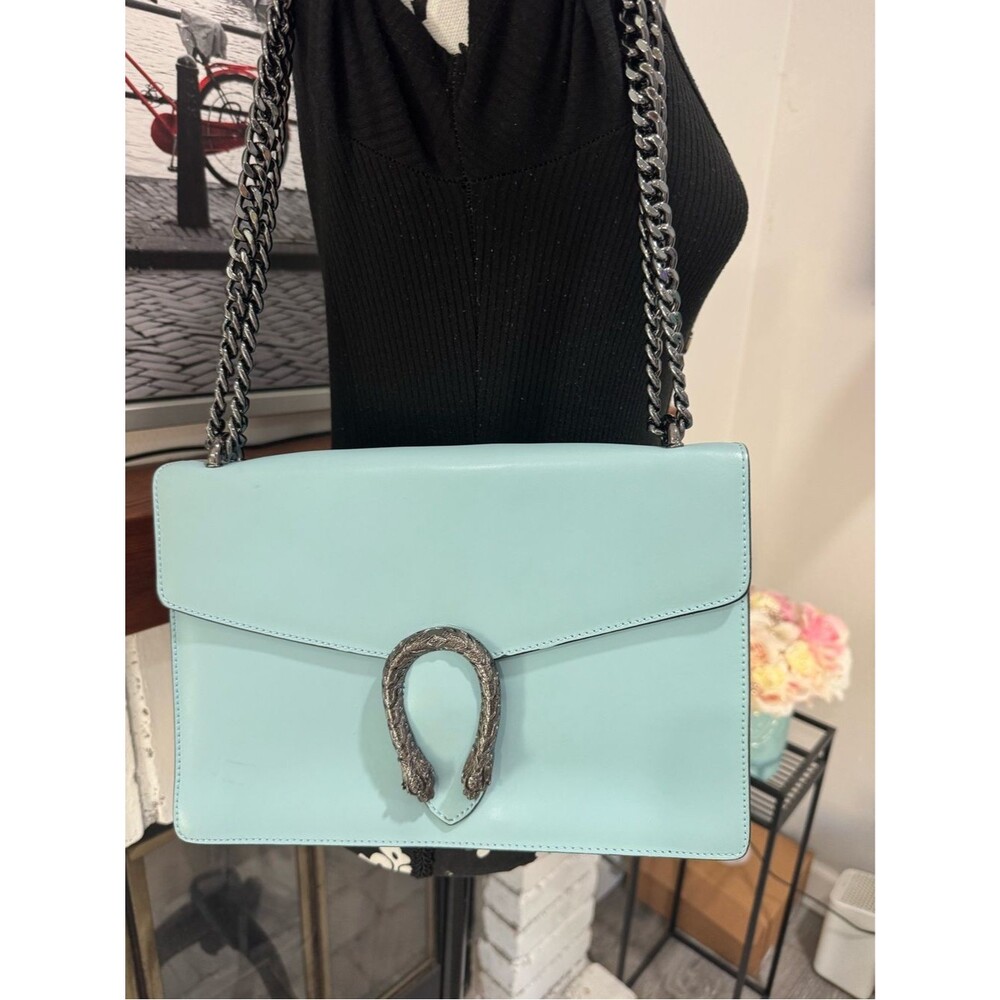 Women's Shoulder Crossbody Bag Light Tiffany Blue Genuine Leather Made in Italy
